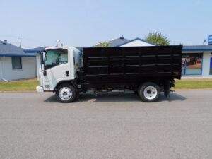  White cab truck featuring a sleek black Knapheide Landscape Body, ideal for landscaping businesses in Indiana